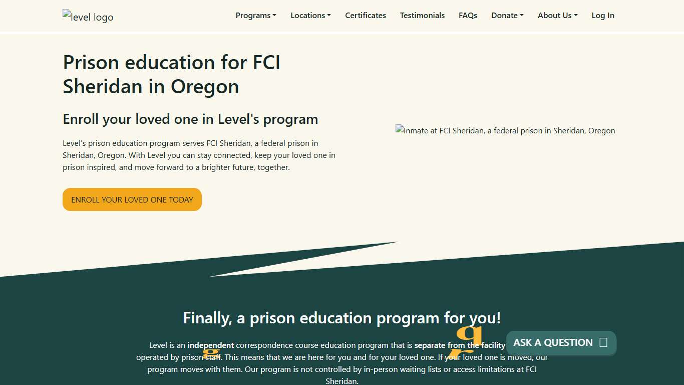 Prison Education For FCI Sheridan - Level